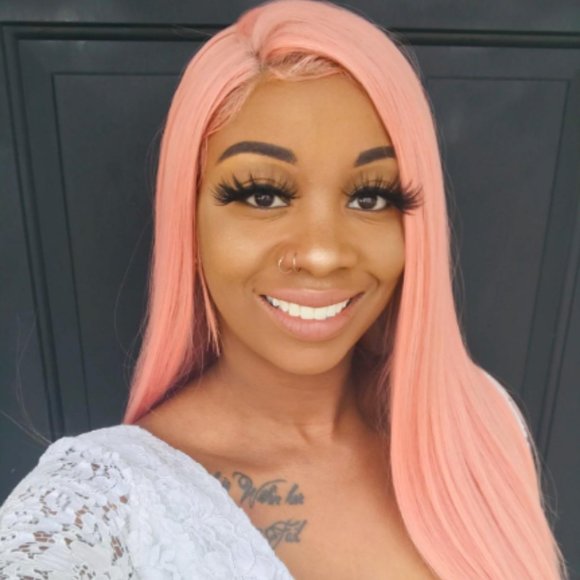 Mauve Pink Synthetic Straight Lace Front Wig main image 5